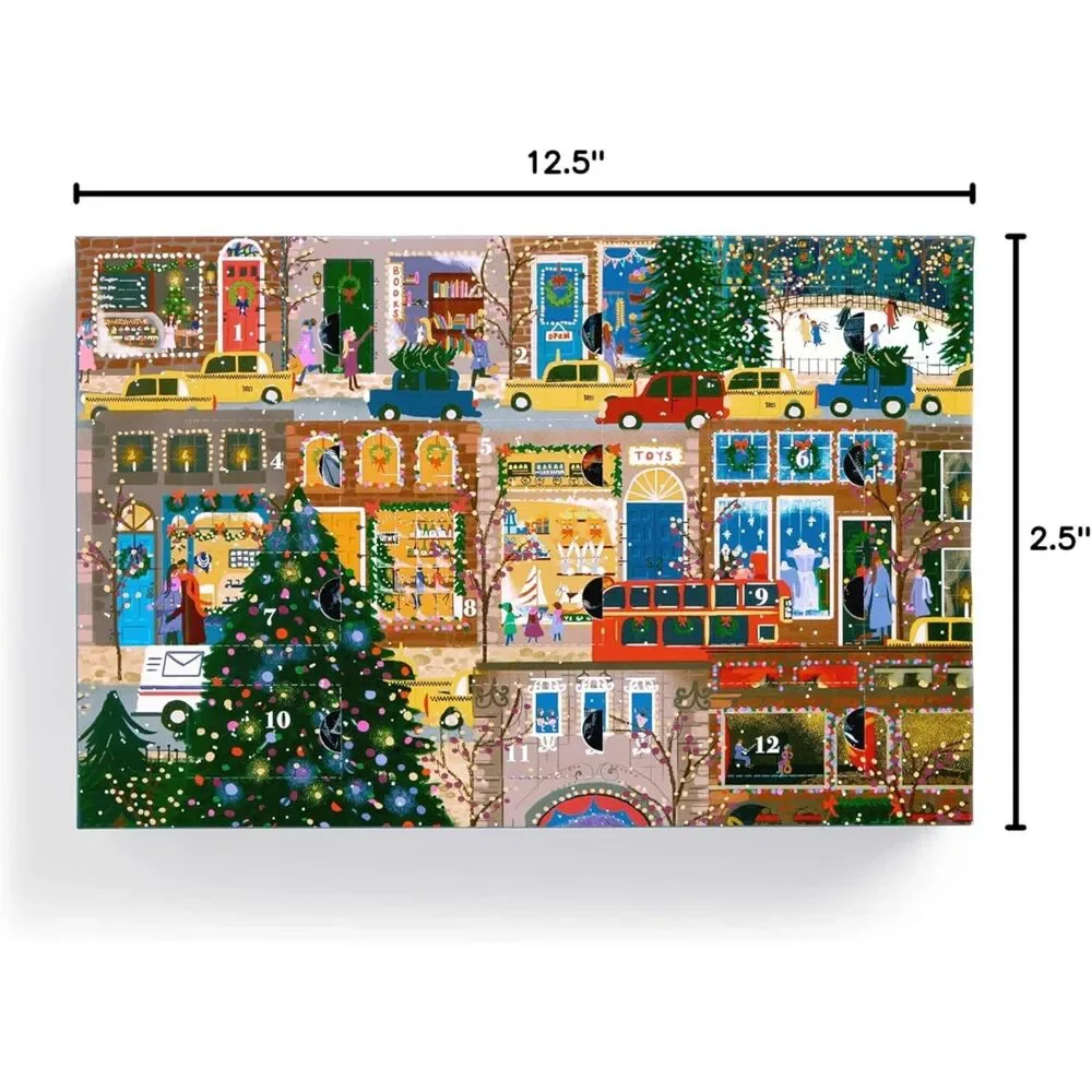 Galison Winter- 12 Days of Puzzles Featuring Images of Winter City Fun